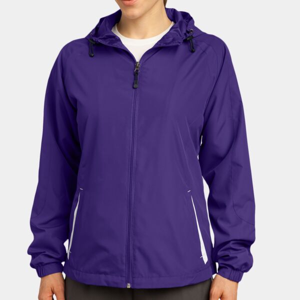 Ladies Colorblock Hooded Raglan Jacket Thumbnail